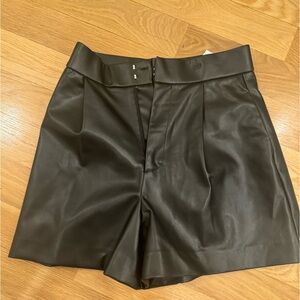 Zara Faux Leather Pleated Shorts - Size Medium -NWT